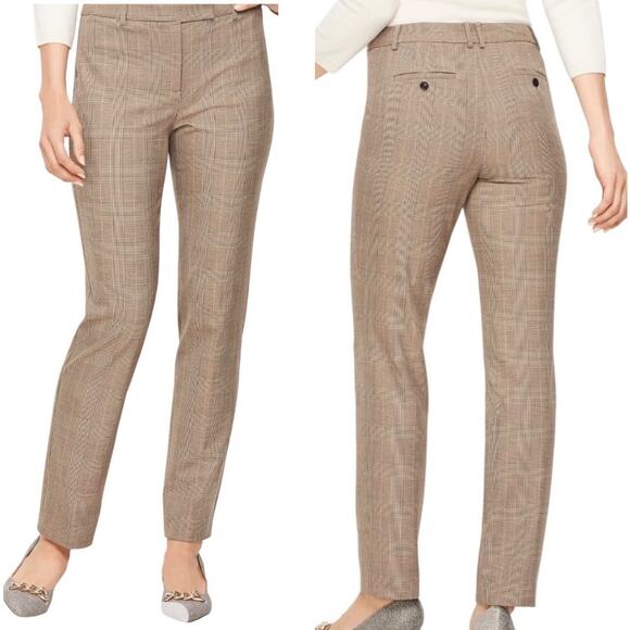 Talbots Modern Bi-Stretch High Waist Straight Pants Houndstooth Brown Size 8 - Picture 1 of 10